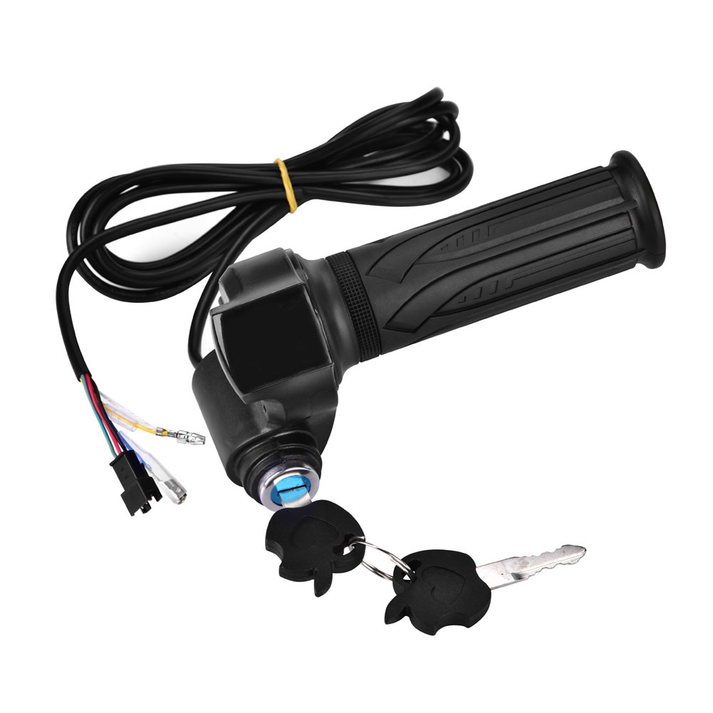 1Pair Electric Bicycle Speed Control Handlebar Waterproof E-Bike Scooter Wire Twist Throttle Grip with LCD Battery Power Display