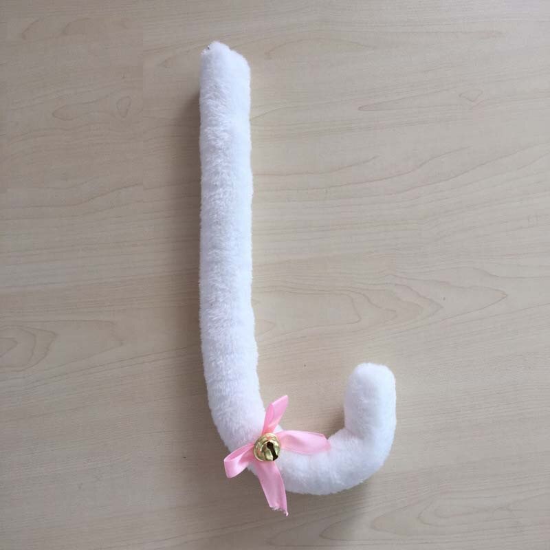 Anime mujeres oreja de zorro chica gato cinta del pelo de felpa cola ama de llaves de dama Conjunto de vestir accesorios carnaval partido del traje de Cosplay de Halloween: White Tail