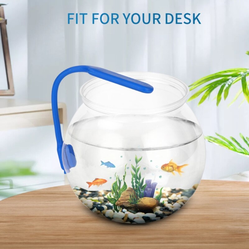 Fiskskålar i plast runt akvarium genomskinlig fiskhållare fishbowl konstruktion i ett stycke splittersäkert startkit 3 storlekar