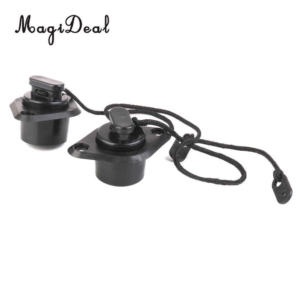 MagiDeal 2Pcs PVC Scupper Drain Valve Cap Boat Accessory for Drift Kayak Inflatable Boat Dinghy Speedboats Black