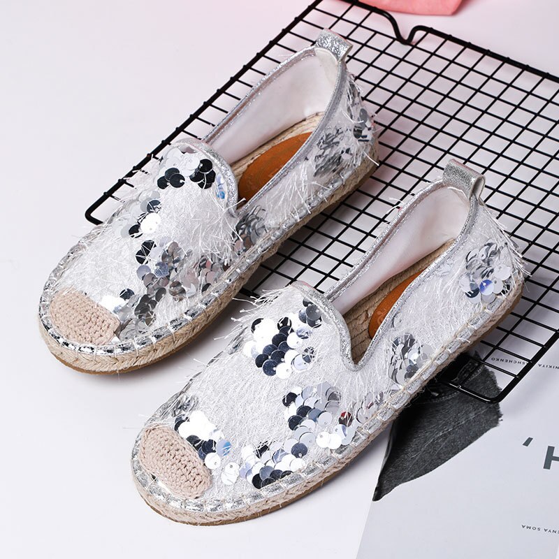printemps plat pêcheur chaussures femme sequin décontracté simple sauvage chaussures pour femmes.