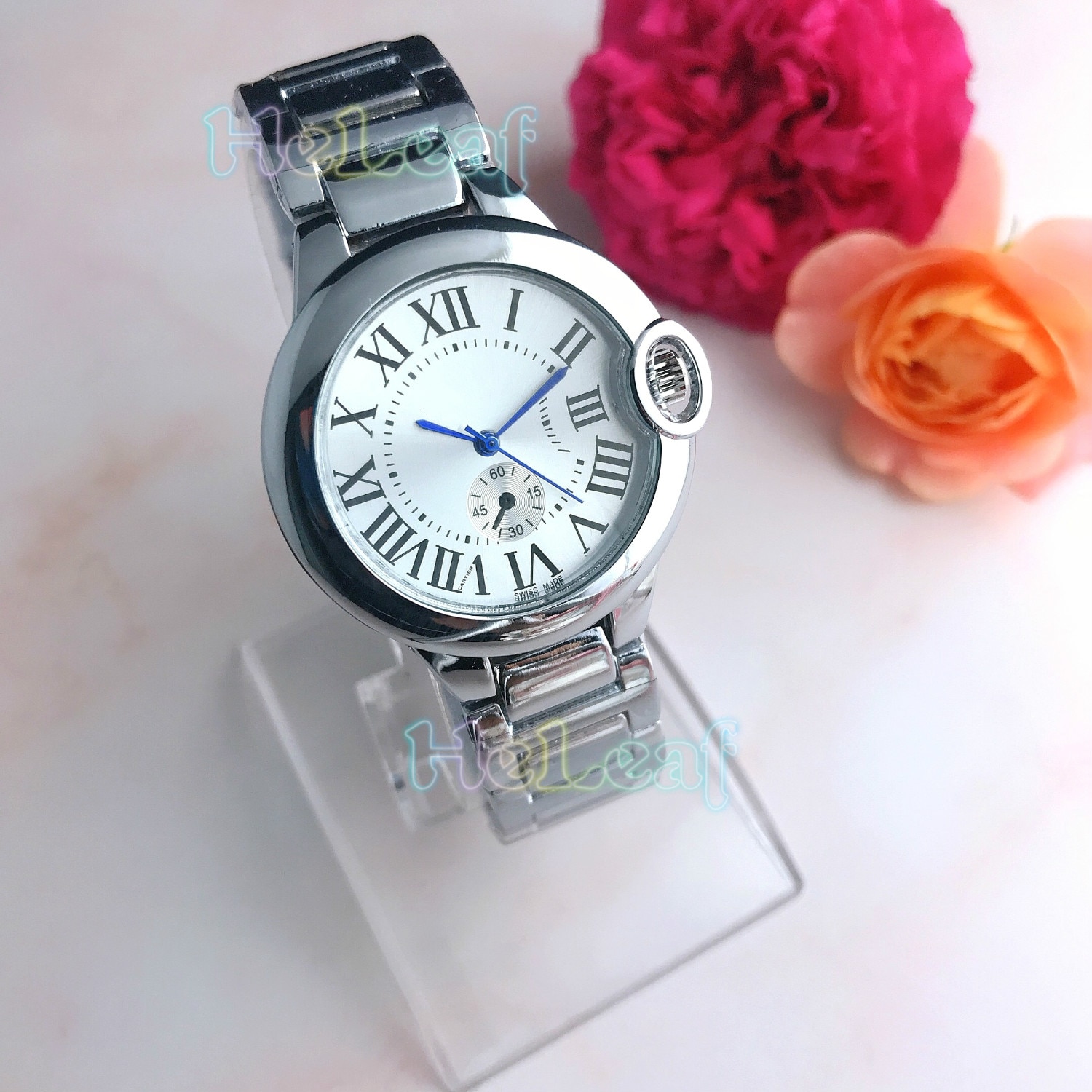Silver Gold Stainless brand Watch Quartz Wrist Watches Ladies Girls Famous Female Clock Montre Femme reloj: Silver
