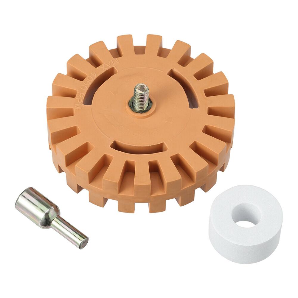 Rubber Eraser Wheel 4&quot; Pinstripe Sticker Decal Tape Glue Adhesive Remover Power Drill Adapter