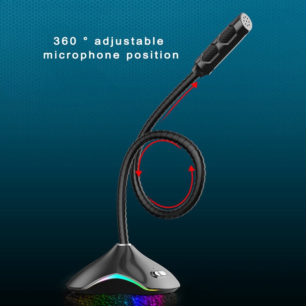 3.5Mm/Usb Rgb Licht 360 ° Verstelbare Desktop Condensator Microfoon Opname Microfoon Voor Pc Laptop Pro Gaming Live desktop Microfoons