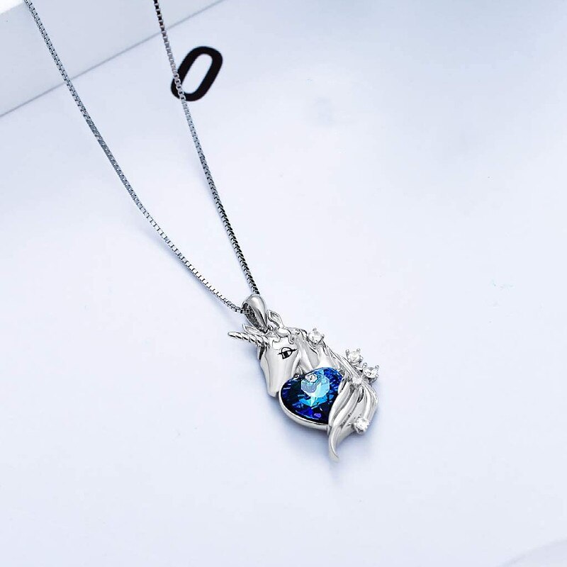 Collier avec pendentif licorne en cristal pour femmes, classique, , accessoires d'animaux mignons, d'anniversaire, de fiançailles