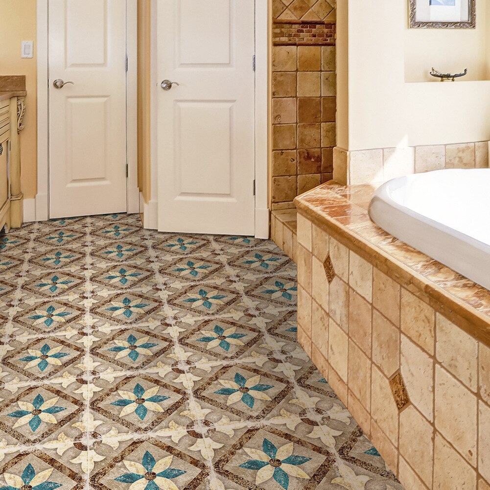 Funlife retro marokkansk stil peel stick gulvfliser klistermærke vandtæt til badeværelse køkken, skridsikker stue pvc gulvoverførsel