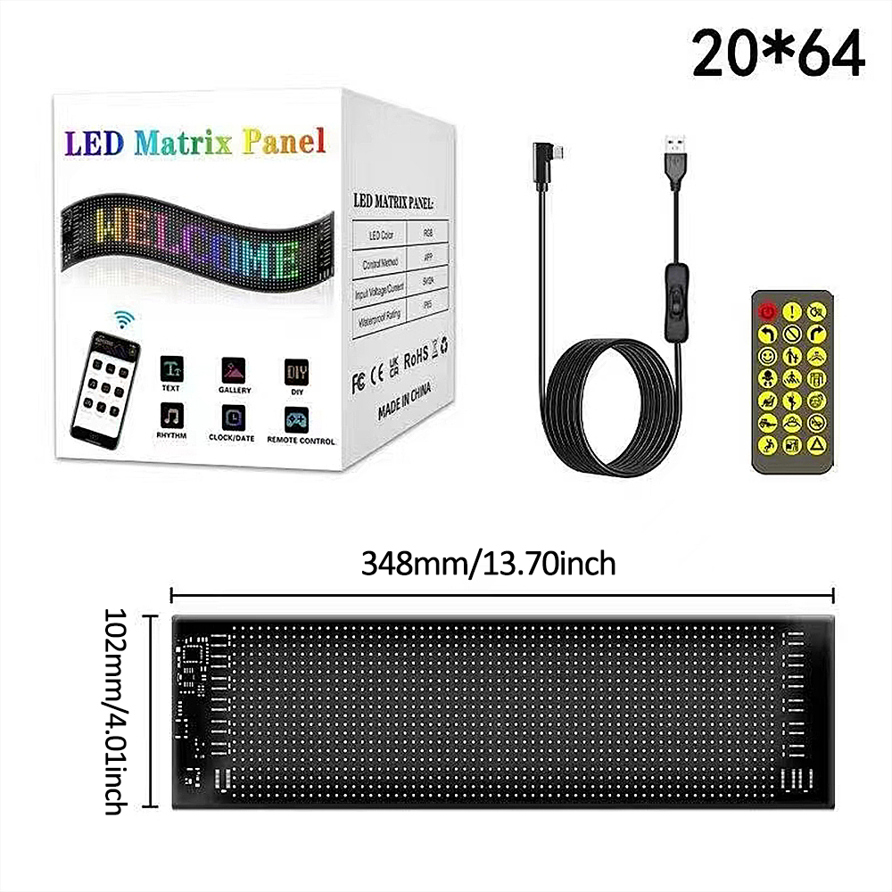 USB-Display, programmierbares LED-Schild, flexible Bluetooth-APP-Steuerung, individuelle Textenmuster-Animation, Scrollen für Auto, Tür: Beige