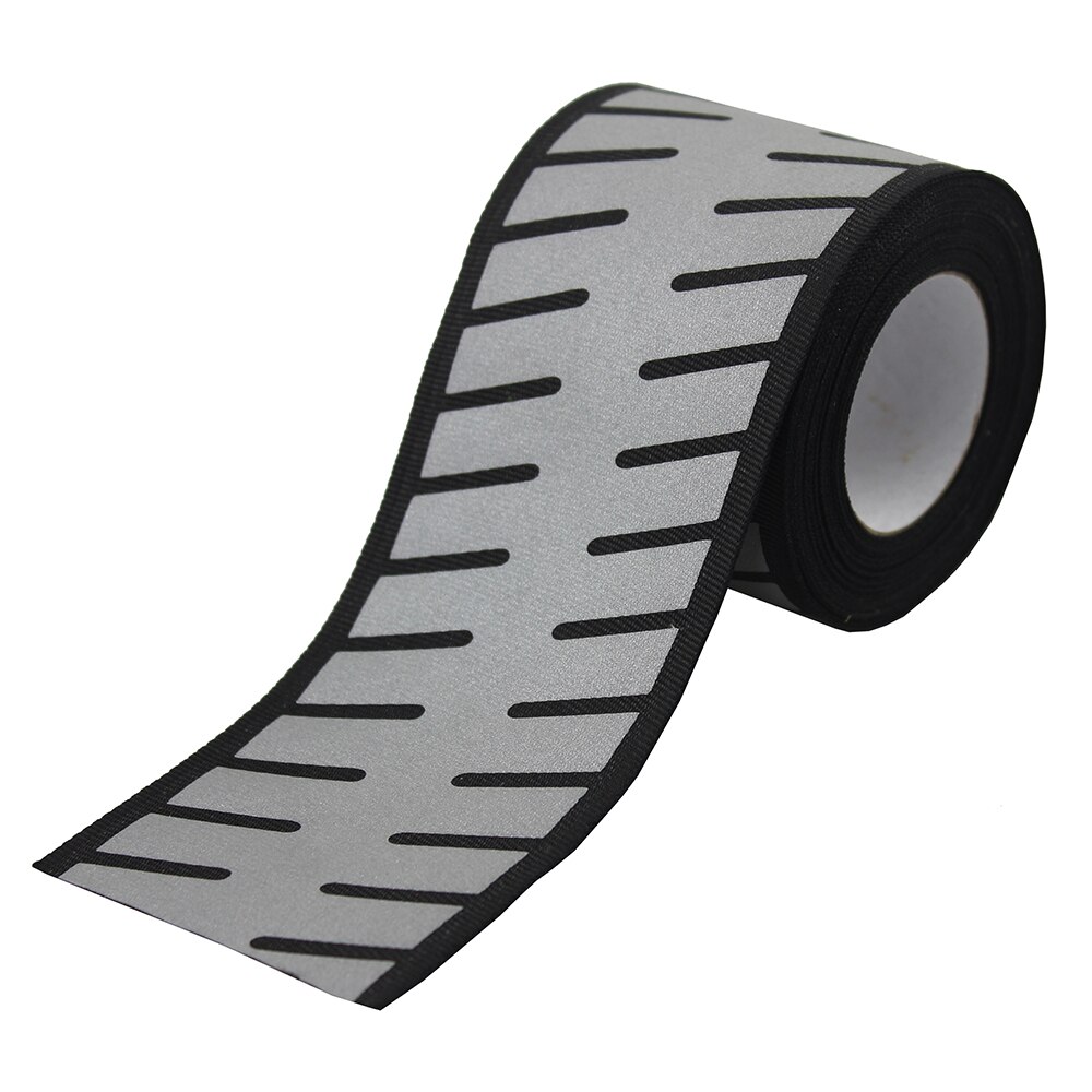 Silver Reflective Stripe Fabric Webbing Ribbon Trim Warning Tape For Clothing DIY Sew on 2meter: W09-Black