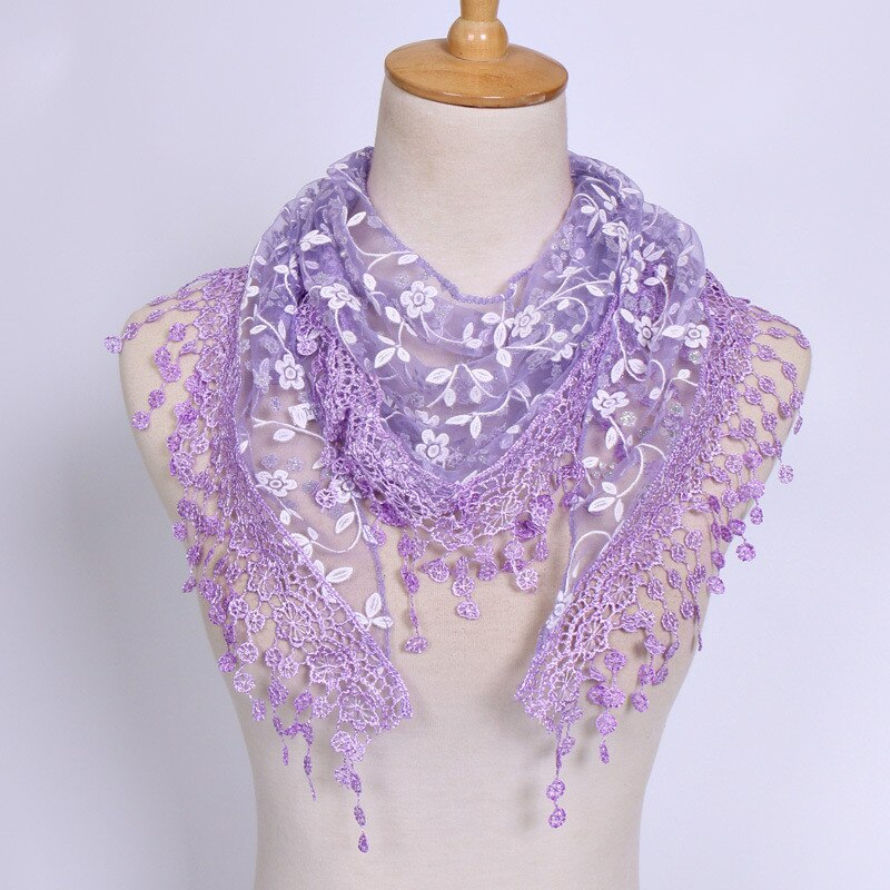 Cooeverly Print Kleur Unisex Vrouwen Sjaal Vrouwen Lace Sheer Bloemen Sjaal Wrap Tassel Sjaal Sjaals Voor Dames