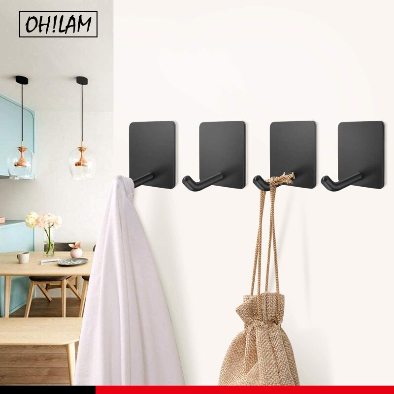 3M Sticker Adhesive Stainless Steel Wall Mount Holder Hook 1pc Door Clothes Coat Hat Hanger Hanger Towel Clothes Robe Rack