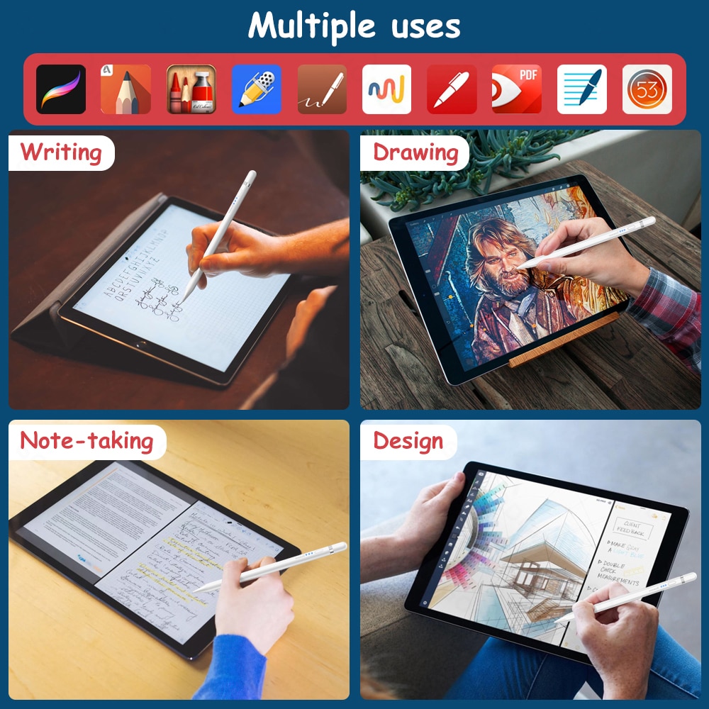 GOOJODOQ Pencil for iPad Pen for Apple Pencil 2 1 Tilt Palm Rejection for iPad Pencil Lapiz 애플펜슬 Stylus pen