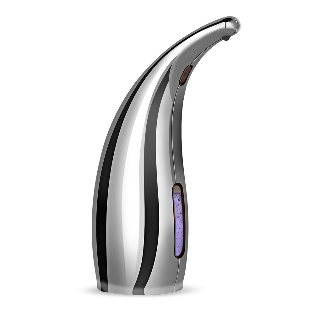 Seifenspender, 1 Stück, automatischer Sensor, berührungslos, intelligenter Handwaschspender, 300 ml, Geschirrspülmittel, Shampoo, Tischplatte: Silber