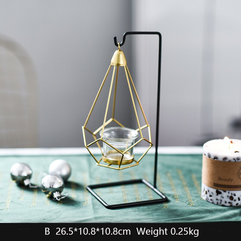 Creatieve Metalen Opknoping Kaars Houder Wijn Kast Decoratieve Kandelaar Iron Kaars Stand Scandinavische Stijl Home Decoratie Ambachten: Style B
