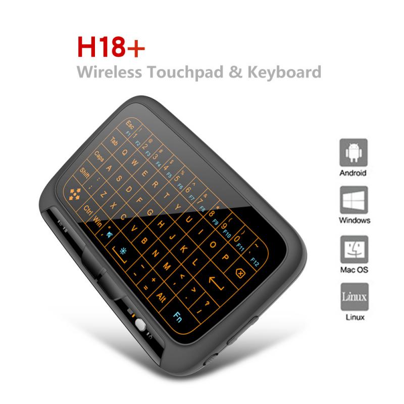 Voor Android Smart Tv Box H18 + 2.4Ghz Wireless Keyboard Mini Air Mouse Full Screen Touch Qwerty Touchpad Met backlight Functie