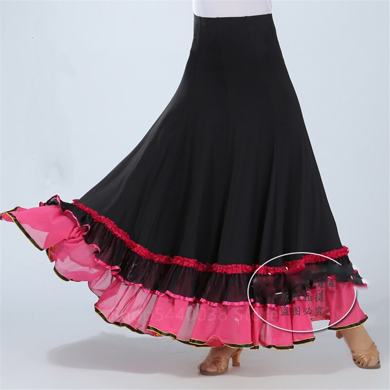 Vestidos de Flamenco español para mujer, 6 colores, falda de baile gitano con volantes, Vestido largo de baile clásico: Color5
