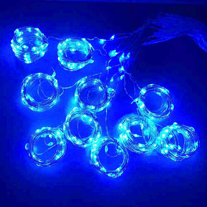 Festoon curtain garland for window with remote control Led fairy lights girls room bedroom Christmas year's eve decorations: Blue