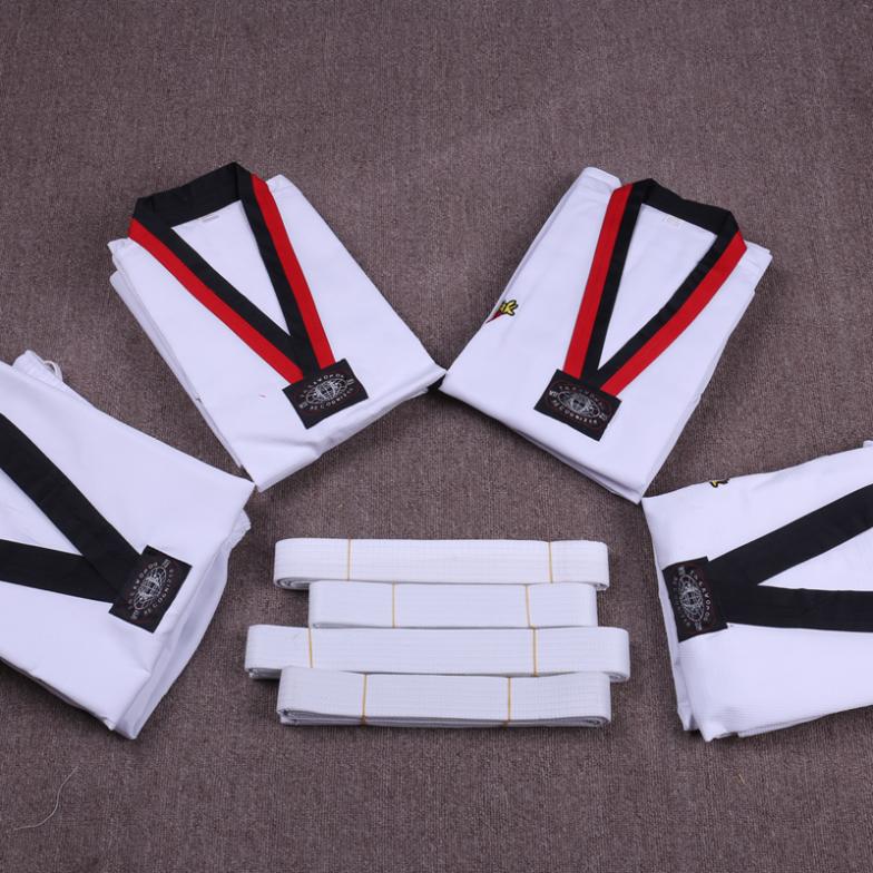 White Dobok Taekwondo Uniforms Tae kwon do Long Sleeve Uniform XXXS-XXXL