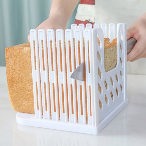 Solidt hvidt hjemmekøkken bærbart brød toast slicer cutter maker skimmel køkken guide skæring: Default Title