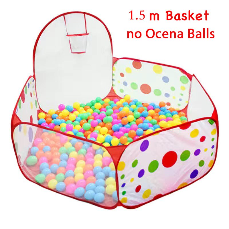 1.5M Draagbare Baby Box Kinderen Bal Pit Met Basketbal Hoepel Kids Droge Bal Zwembad Vouwen Indoor Outdoor Ballenbak Speelgoed: GR0043A-150cm