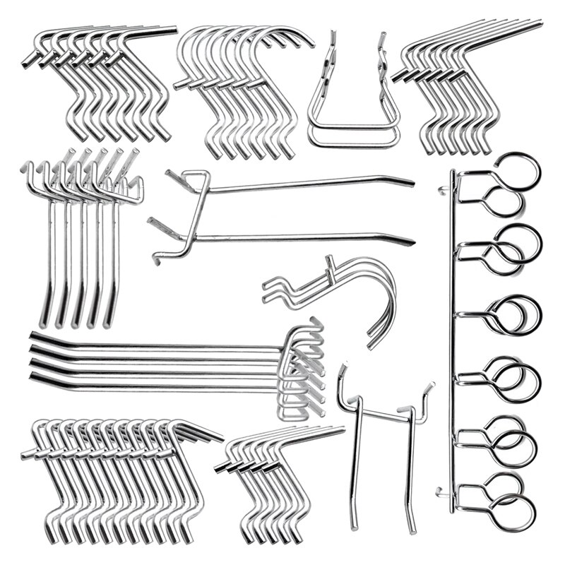 50 Piece Pegboard Hooks Assortment with Metal Hooks Sets,Hook Metal Pegboard,Peg Locks for Organizing Tools