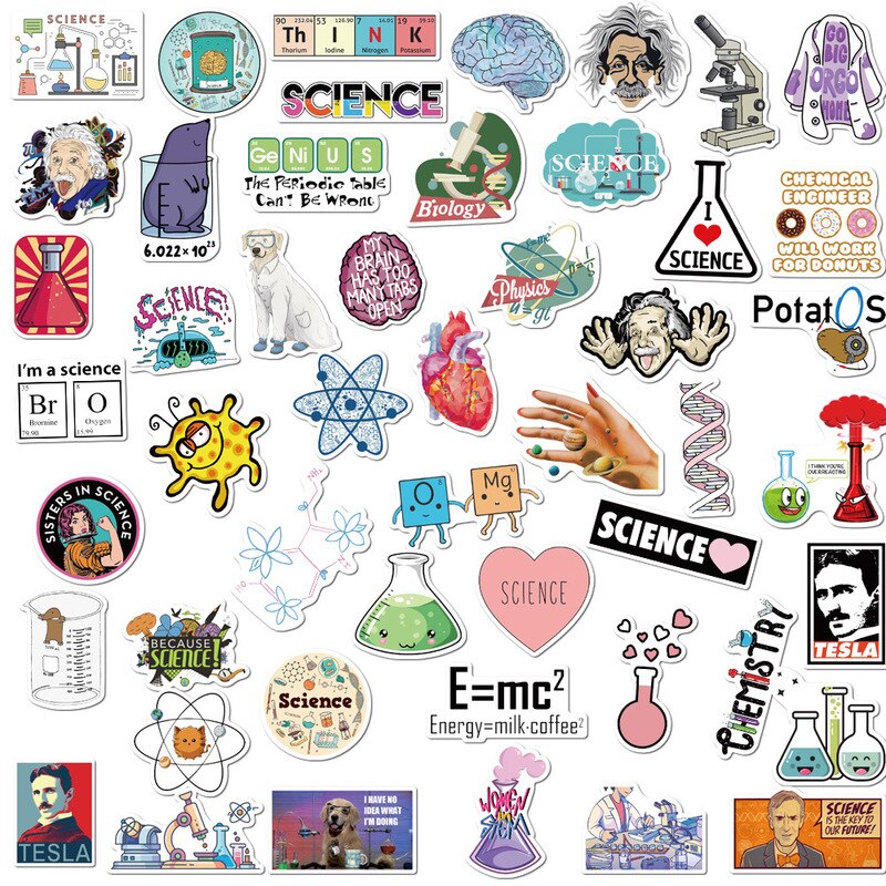 10/50Pcs Science Sticker Grappige Fysieke Element Onderwijs Sticker Voor Student Laptop Bagage Scrapbooking Briefpapier Sticker