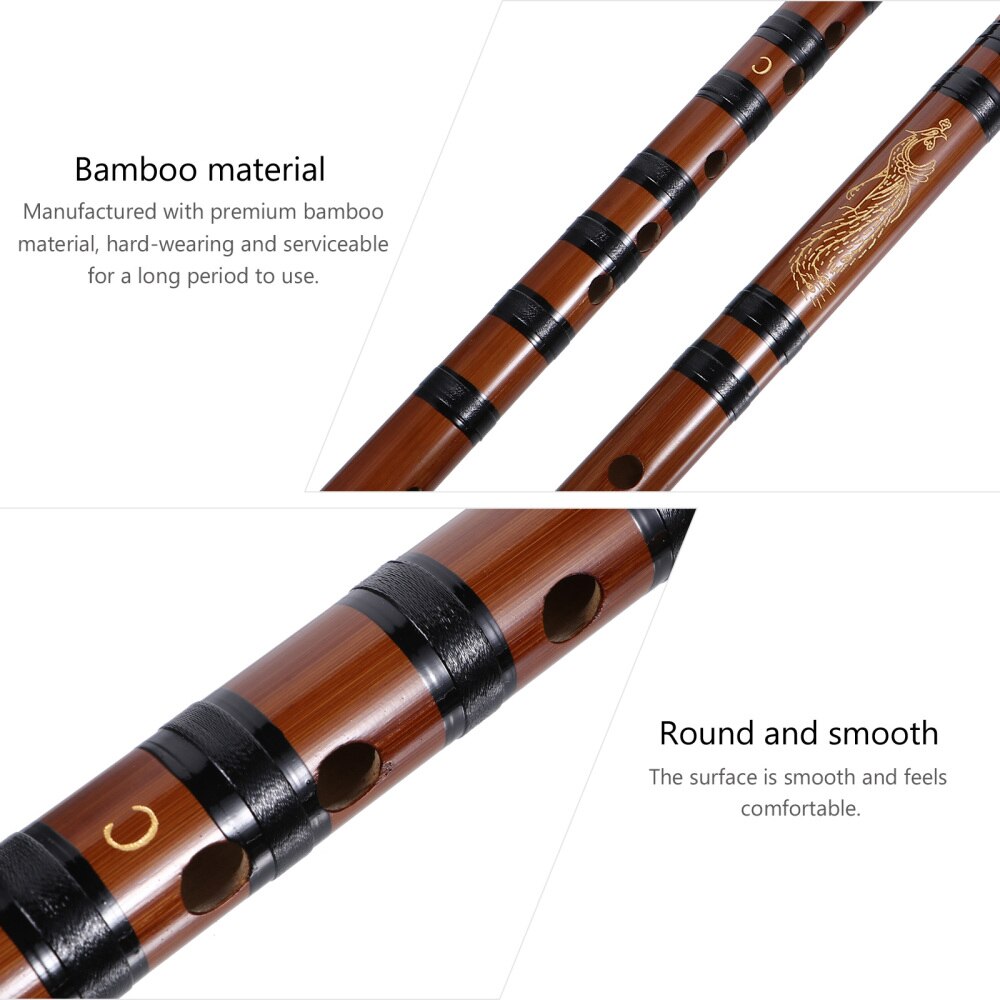 1 Set Bamboo Flute Detachable Flute Traditional Musical Instrument (Key)