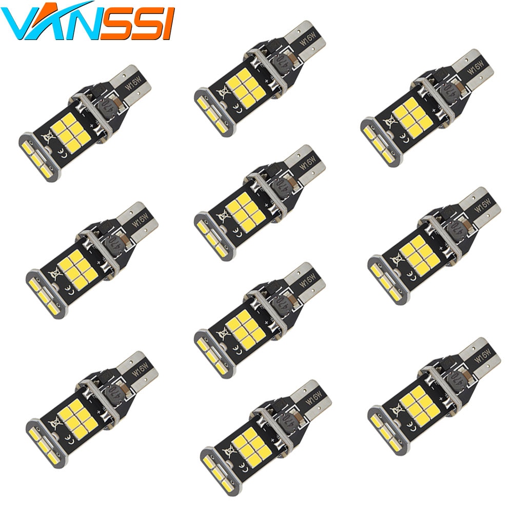 10x921 912 T15 T16 W16W WY16W bombillas LED 15SMD CANBUS bombillas de luz de señal reversa de coche sin errores Super brillante blanco ámbar