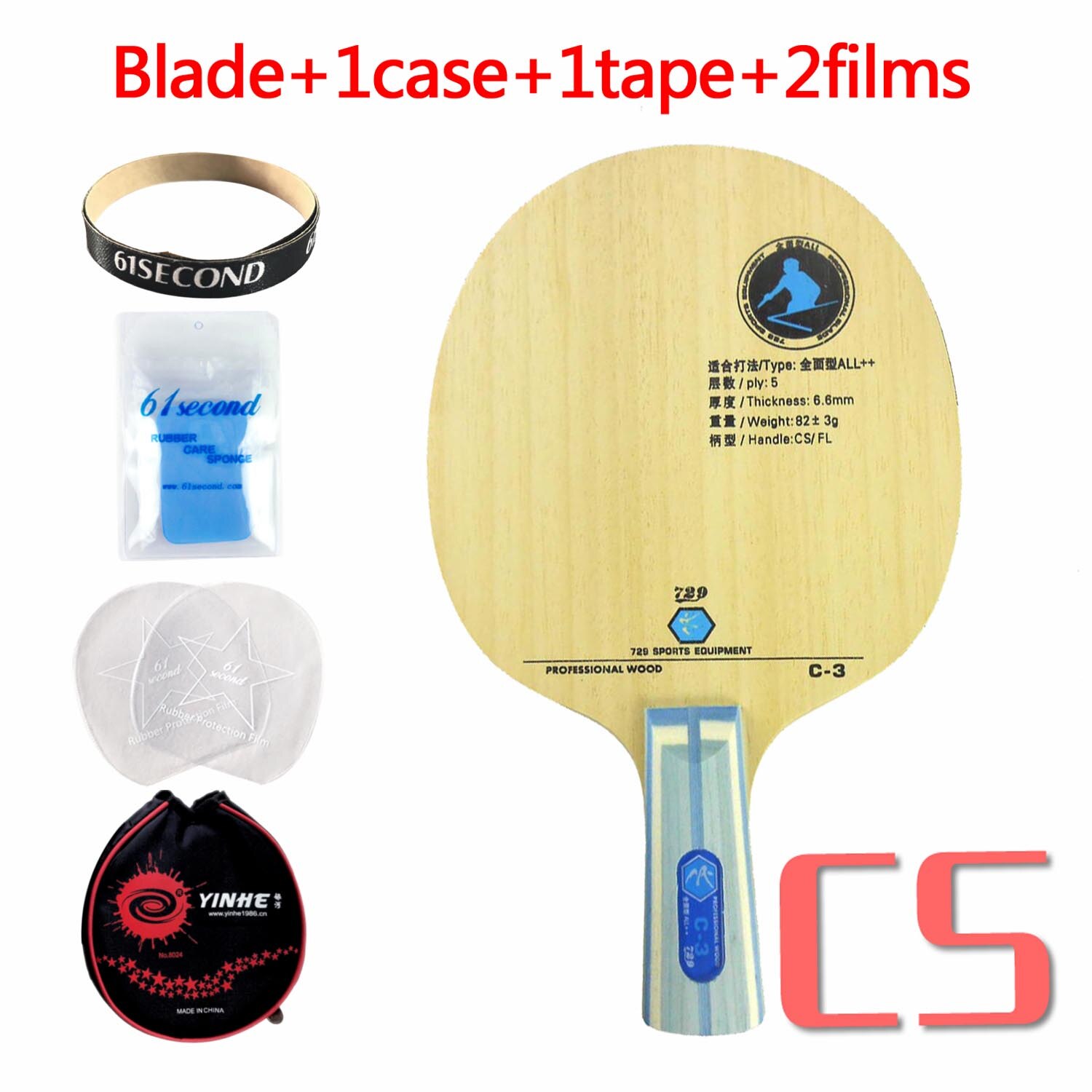 RITC 729 Friendship C-3 C3 C 3 table tennis pingpong blade: CS with YBM case