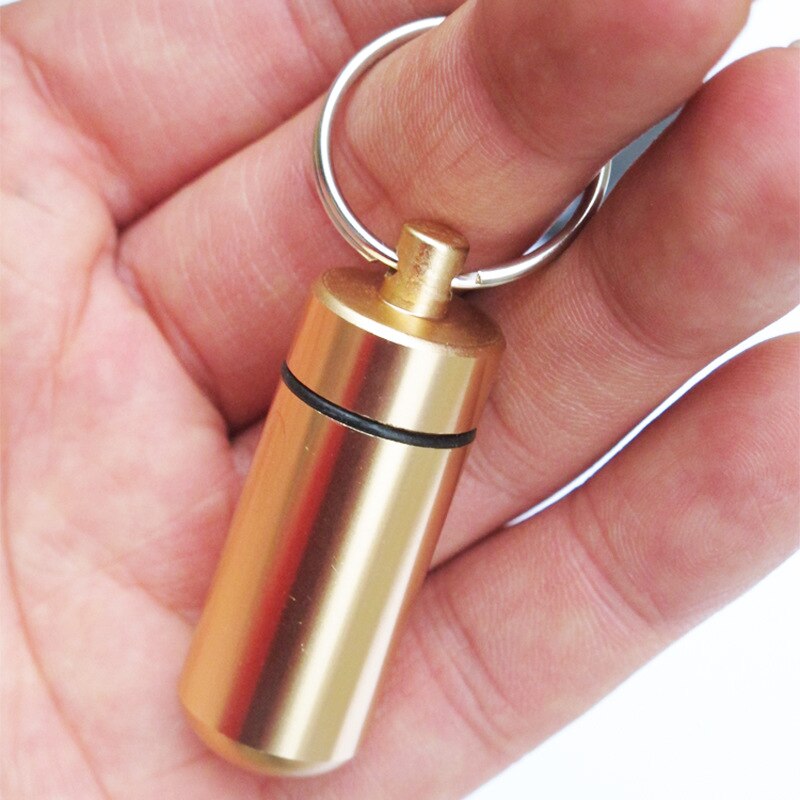 Aluminium legierung Schlüssel Kette Medizin Pille Flasche Kasten Runde erste hilfe versiegelt Lagerung fallen tragbare wasserdichte Medizin Container Kasten