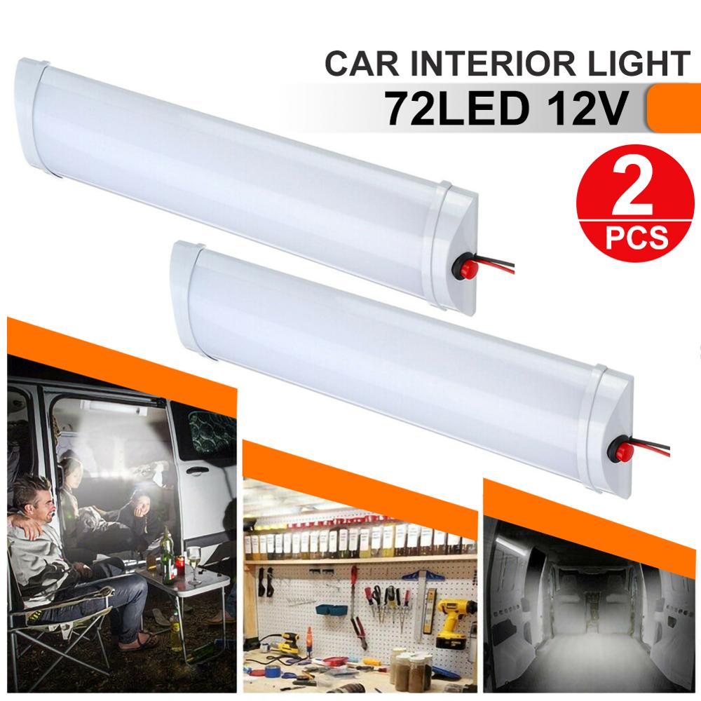 12V 10W Auto Interieur Led Licht Bar 72 Led Wit Licht Buis Met Schakelaar Dak Plafondlamp Voor rv Camper Trailer Camper Van