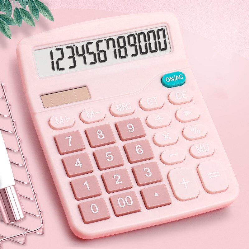 Calculatrice solaire couleur 12 bits pour étudiant, 837, ordinateur de bureau, voix: Pink