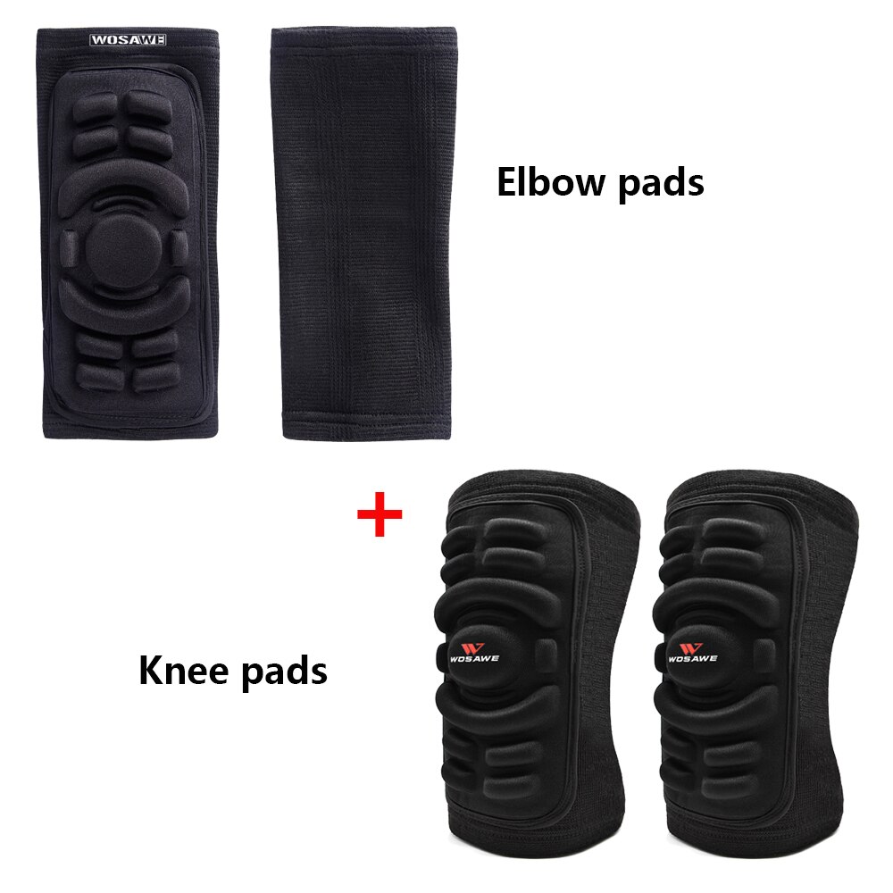 WOSAWE de codo rodilleras de bicicleta de montaña protección Set Dancing rodilla rodillera soporte MTB Moto de descenso Protector de la rodilla: Set of all