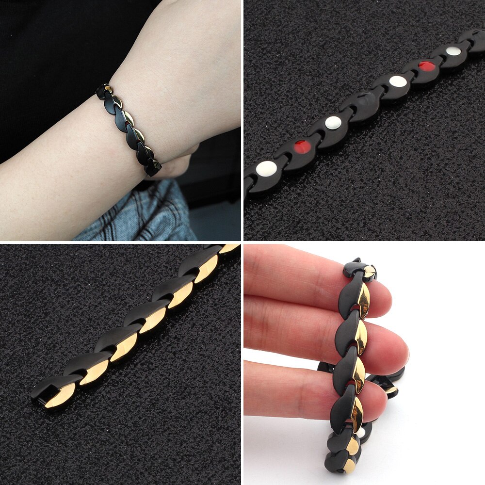 Cienki4U B379 bransoleta ze stali nierdzewnej bransoletka przeciw zmęczeniu dla kobiet mężczyzn magnetyczna bransoletka lecznicza