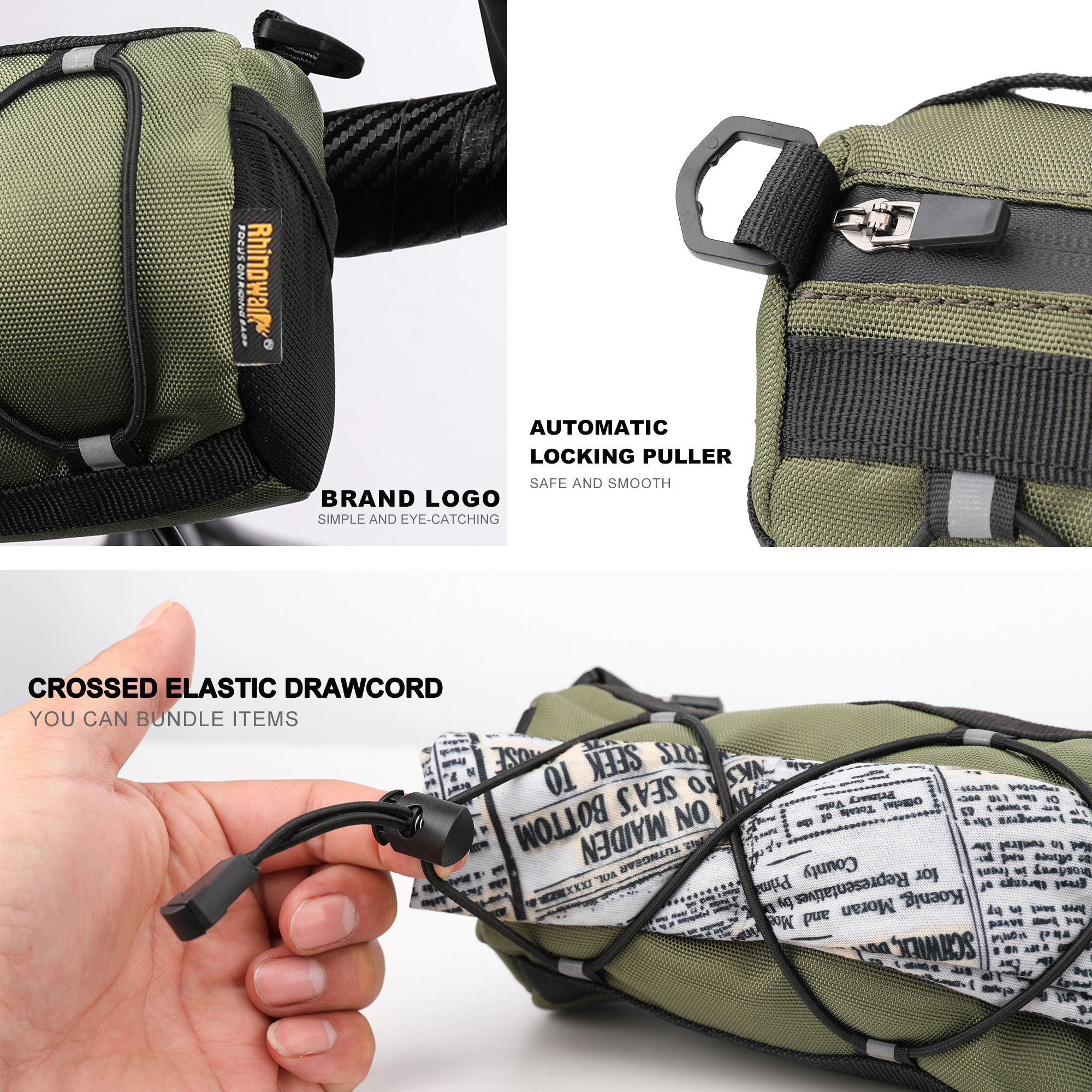 Rhinowalk Fahrradtasche, Lenkertasche, 2,4 l, großes FassungsvermöGen, reflektierende Fahrradtasche oder andere Farben, MTB, Rennrad, Fahrradrahmen, Schlauchtasche