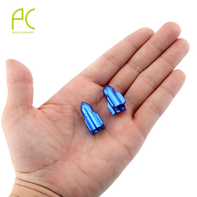 Pcycling Fiets Gasmondstuk Cap 2 Stuks Cnc Aluminium Auto Schrader Valve Cap Raket Modellering Gaspijp Ventiel Stofkap cover