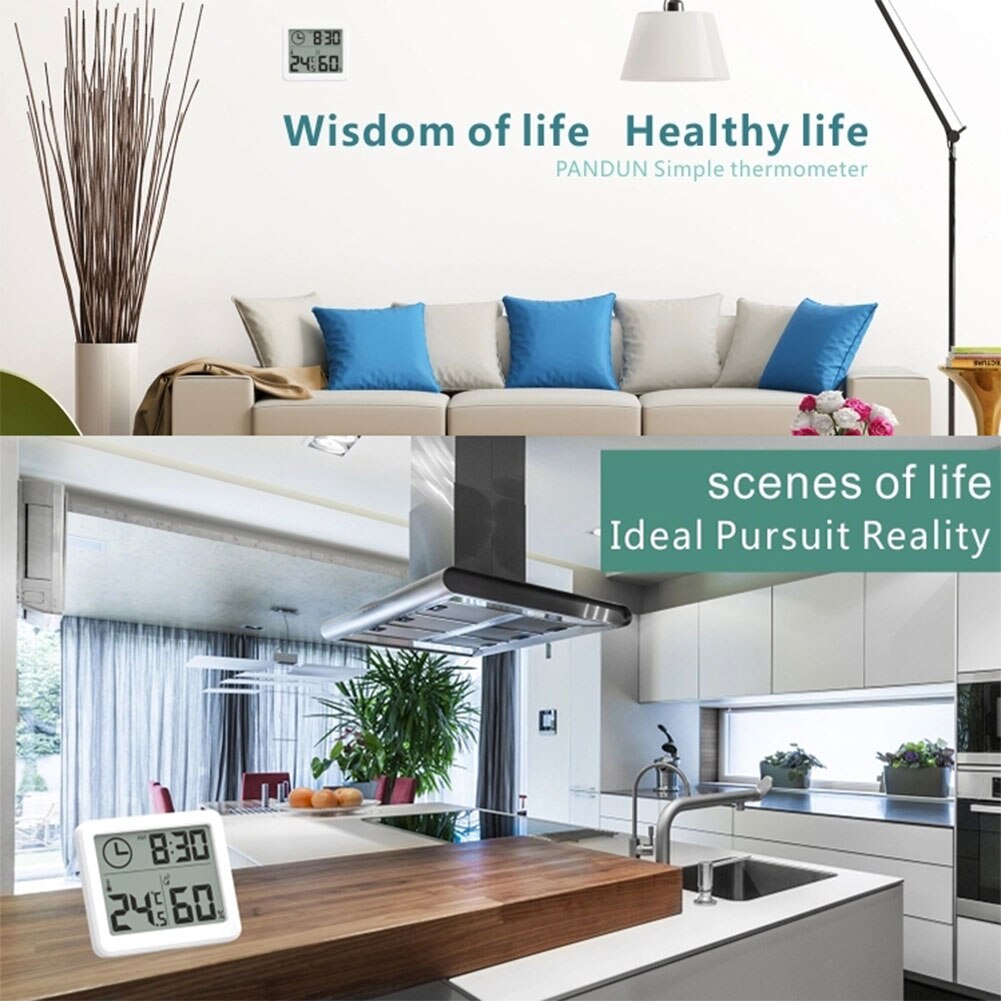 Digital Thermometer Hygrometer Meter Automatic Electronic Humidity Monitor Alarm Clock LCD Screen Display Indoor Dry Hygrometer