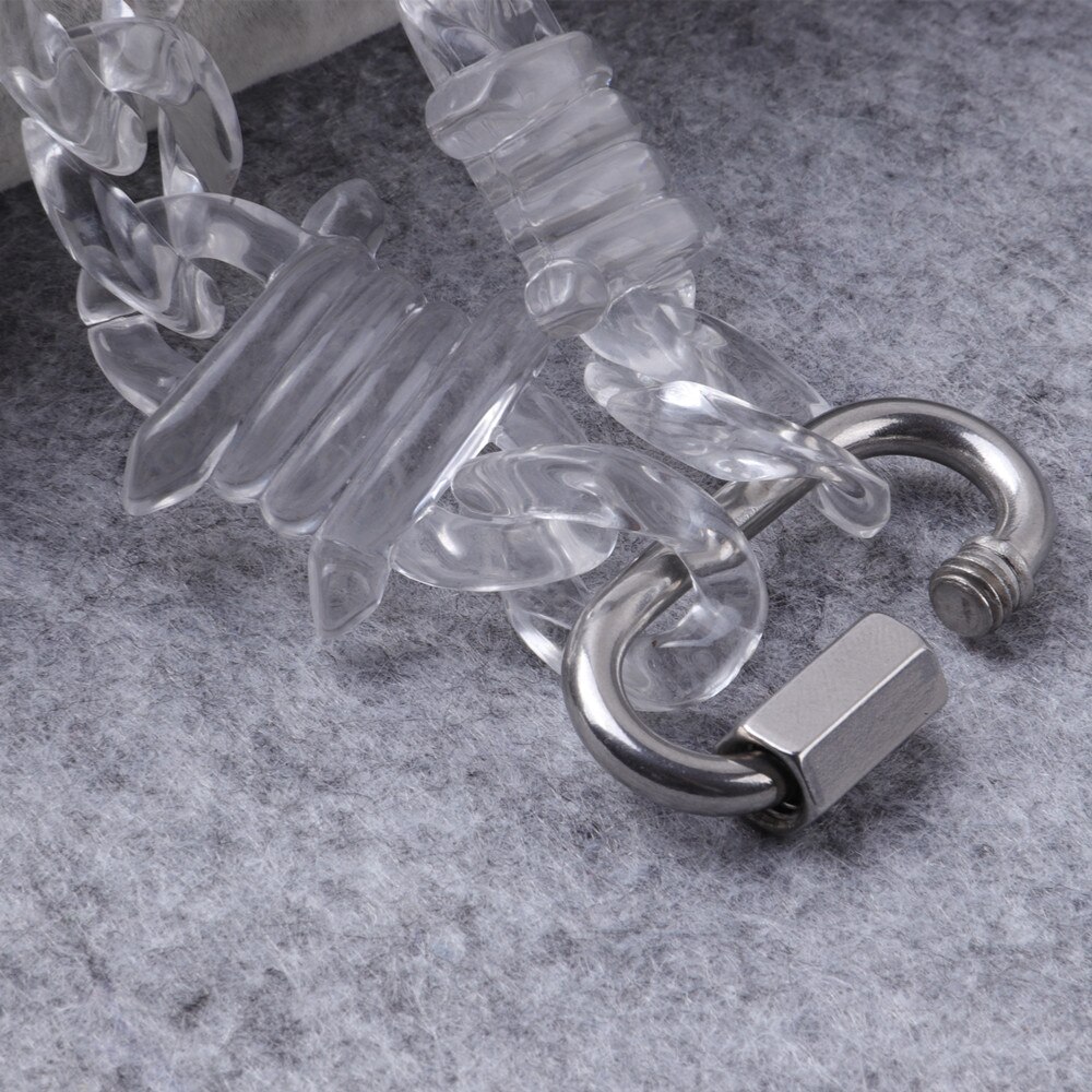 FishSheep Rock Punk Transparent Acrylic Spike Chain Necklace For Men Women Clear Chain Lock Pendants Necklaces Jewelry