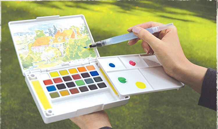 kemila writing brush 6Pcs Different Shape Barrel Water Pen Watercolor Painting Promotional Pen Calligraphy Drawing Art Supplies