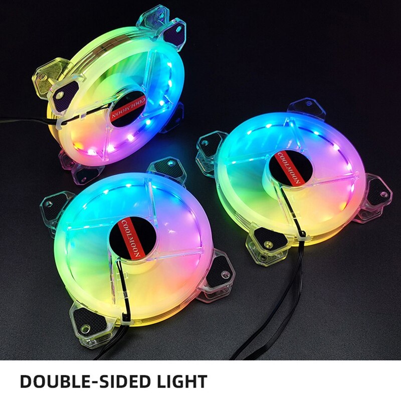 COOLMOON Computer Chassis Cooling Fan, 12cm Chassis Fan RGB Mute Computer Chassis Cooling Fan CPU Chassis Fan(5PCS)