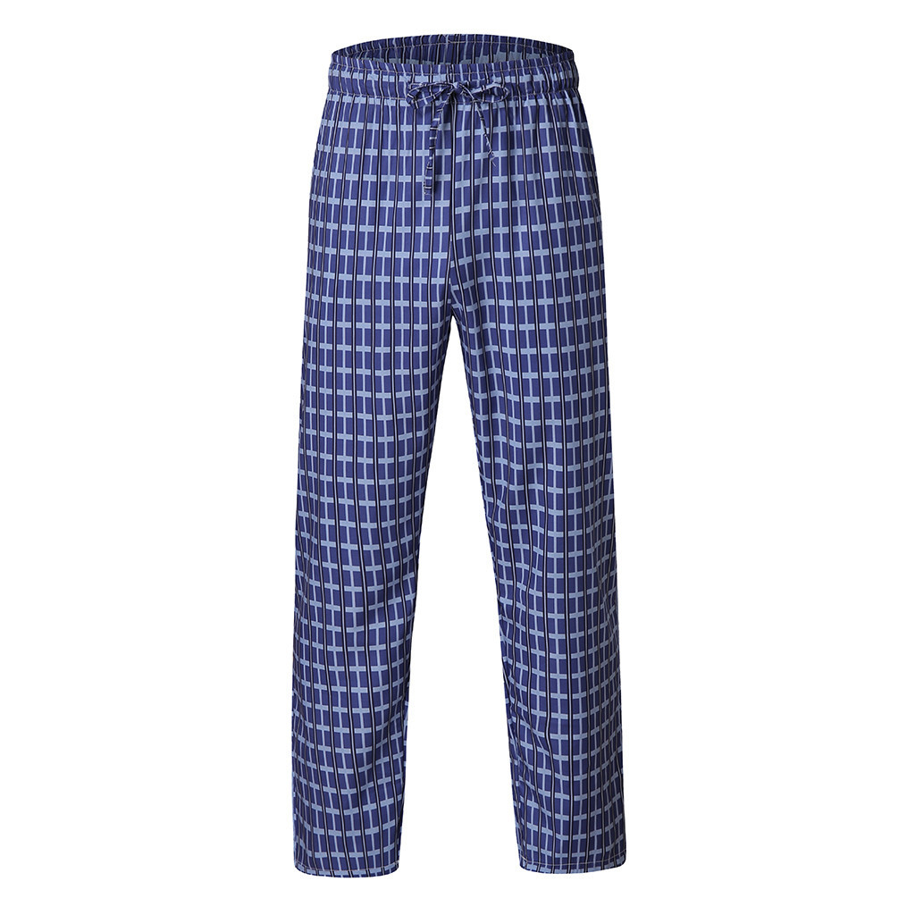 Pijamas a cuadros para hombre, pantalones de algodón y lino, holgados, de talla grande, 2022 KG, ropa de casa a cuadros azules, 200