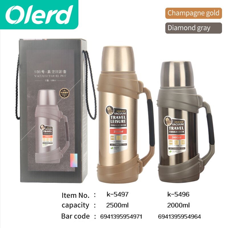 2000/2500ml Thermos Flask Outdoor Stainless Steel Termos Large Capacity Thermo Coffee Mug Cup Water Bottle ThermosFlask