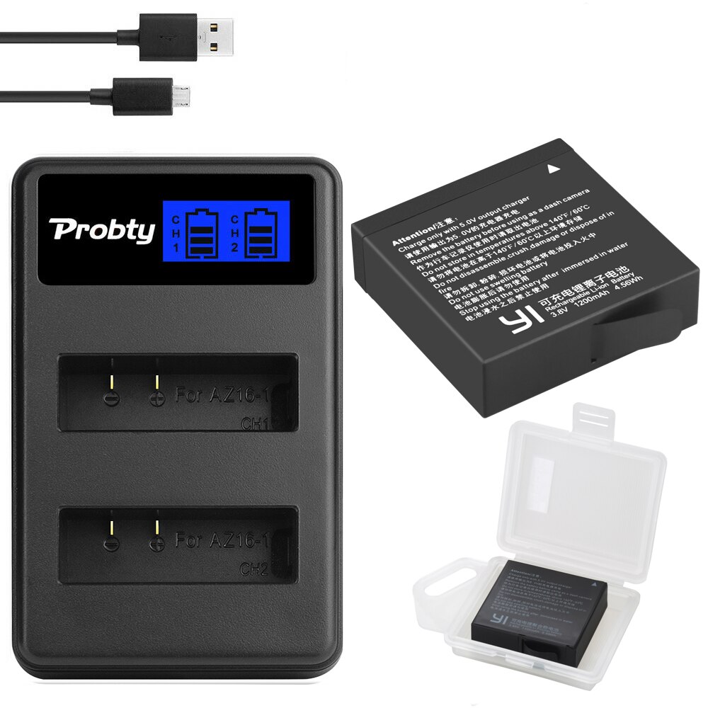 Cargador de 2 ranuras para Xiaomi YI lite 2 4K 4k + LCD USB para batería de Cámara de Acción Xiao yi 4k: green