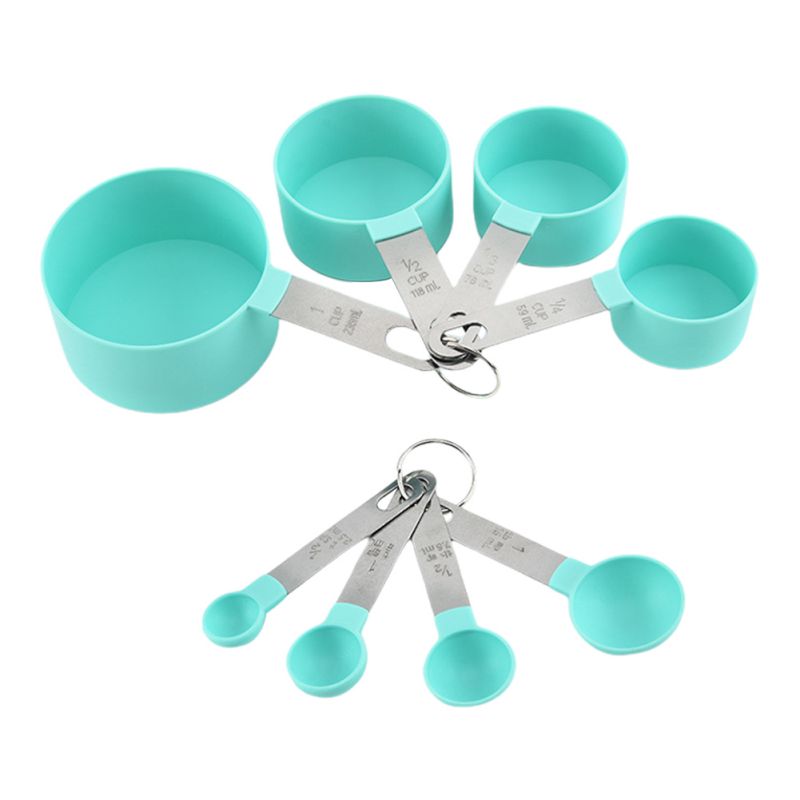 4Pcs/8pcs Multi Purpose Spoons Measuring Cup Baking Accessories Stainless Steel Plastic Handle Measure Tool Kitchen Gadgets #1: I