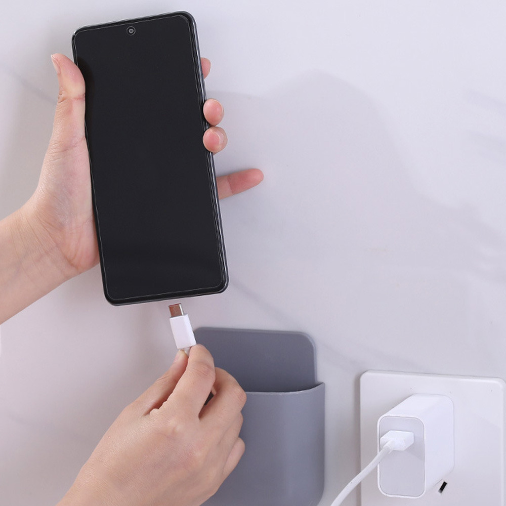 Wall Mounted Storage Box Mobile Phone Plug Holder Stand Rack Remote Control Storage Organizer Case For Air Conditioner TV