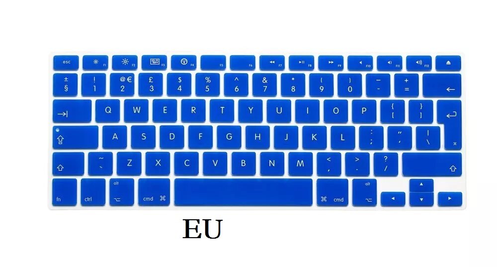 Ue usa angielska klawiatura skóra dla Macbook Pro 13 15 CD ROM A1278 A1286 klawiatura pokrywa szczupła wodoodporna folia ochronna skóry: EU-Blue
