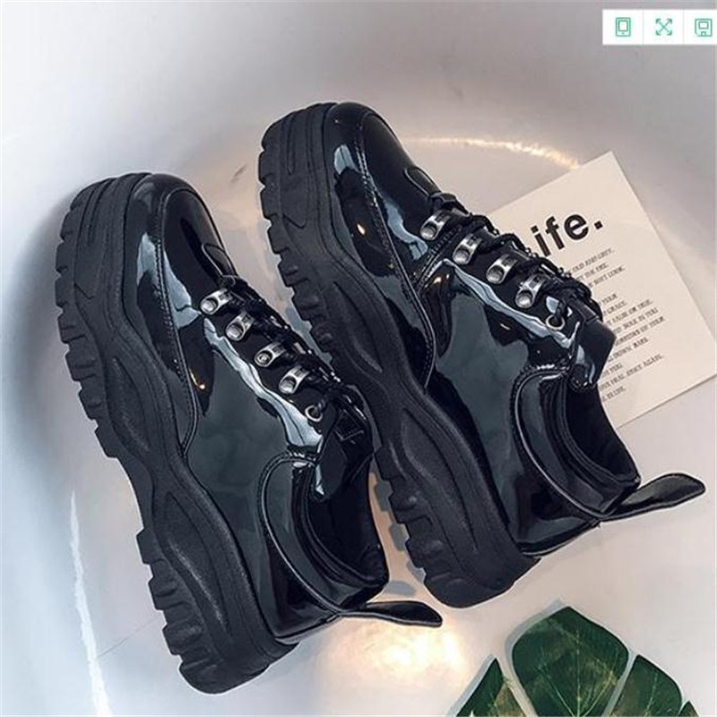 Herre sneakers platform forår sko til mænd chunky sneakers sort åndbar behagelig