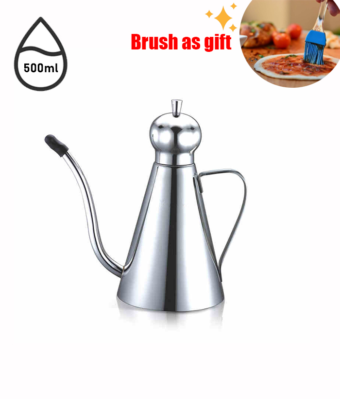 SUS304 Stainless Steel Oil Dispenser Bottle Leakproof Cruet with Spout Easy Precision Pouring of Olive Oil Vinegar and Grease: Dark Khaki