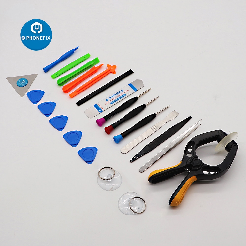 PHONEFIX 22 in 1 Cell Phone Repair Tool Kit Suction Cup Pry Opening Screwdriver Disassembly Tool Set for Mobile Repair Opener