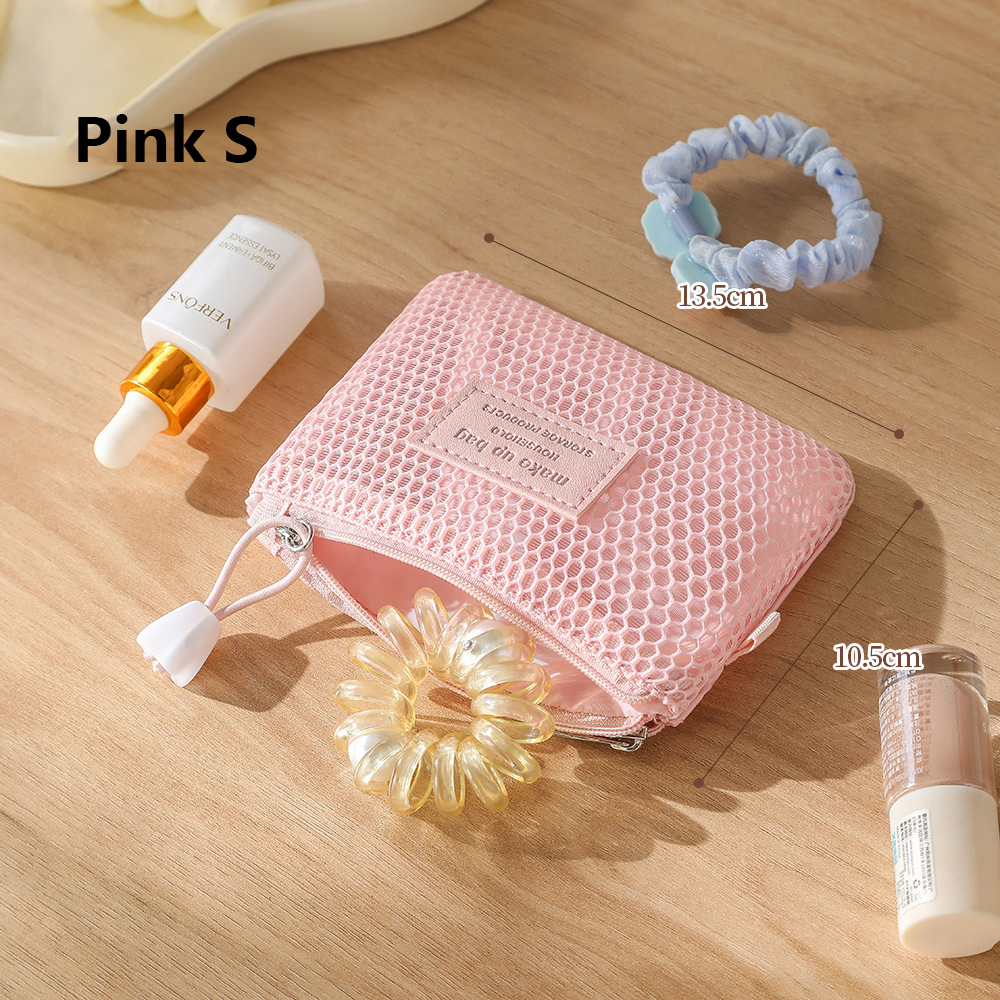 Mesh Clear Makeup Storage Small Bag Pillow Lipsticks Cosmetic Washbag Pouch Large Capacity Mini Women Organizer Bag Clutch Bag: Dark Grey