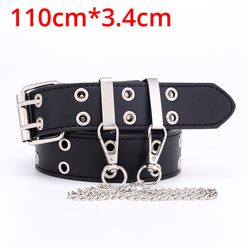 Zwei Reihe PVC Klar Gürtel Für Frauen Stift Schnalle Weiblichen Weiß Taille Hosen transparent Gürtel Damen Jeans Tülle Gürtel 154: 110cm Gürtel und Kette